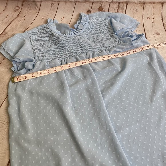 Paitluc Ruffled Flutter Cap Sleeve Lined Chiffon/Swiss Dot Blouse for Women - Picture 9 of 10